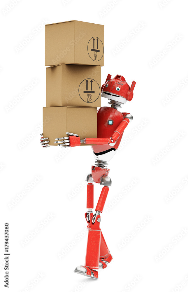 Robot lifting boxes Stock-Foto | Adobe Stock