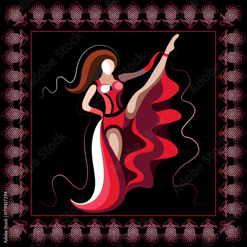 Obraz na plátně Graphical illustration with the cabaret dancer 4