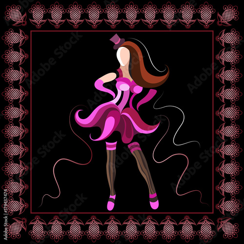 Graphical illustration with the cabaret dancer 5