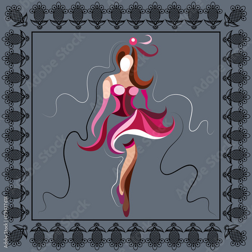 Fotografie Graphical illustration with the cabaret dancer 16