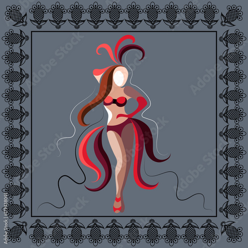 Graphical illustration with the cabaret dancer 19