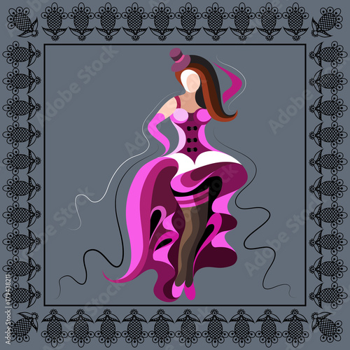 Fototapeta Graphical illustration with the cabaret dancer 20