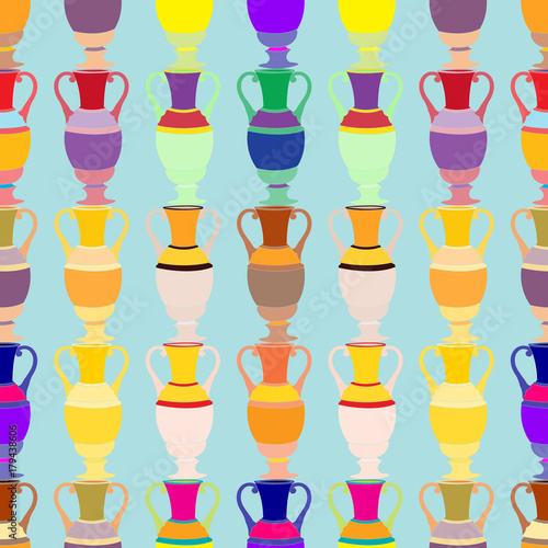 Seamless background with vintage amphorae