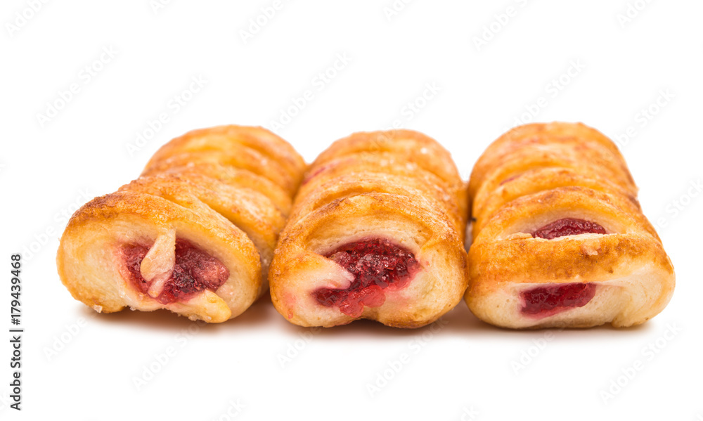 puff pastry with jam isolated