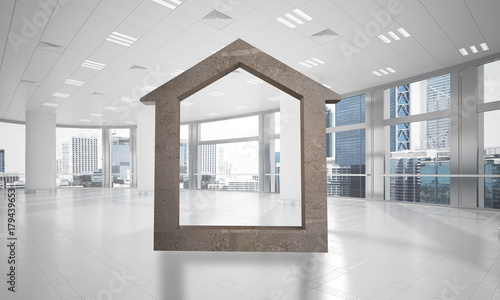 Conceptual background image of concrete home sign in modern office interior © adam121