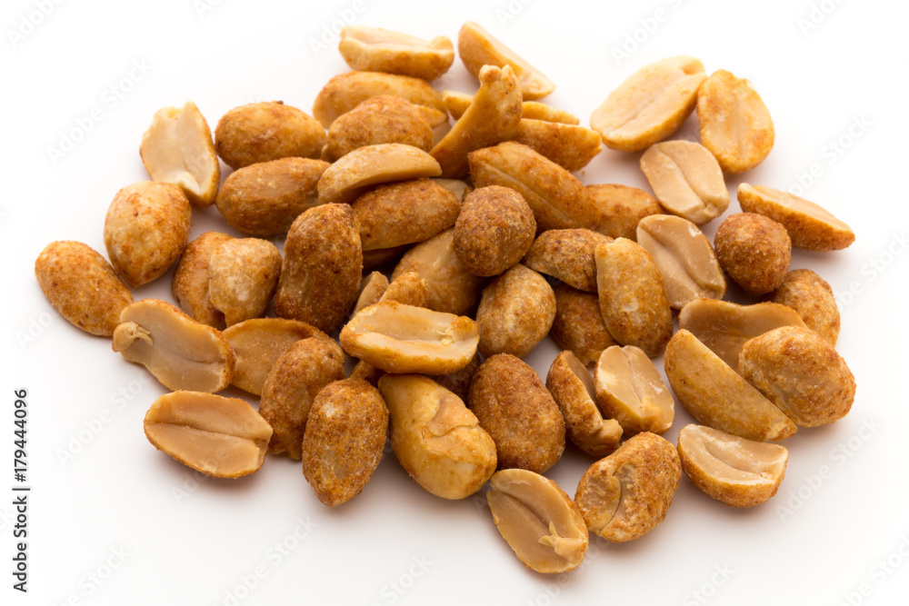 Peeled peanuts on the isolated background. Peeled peanuts on the isolated background.