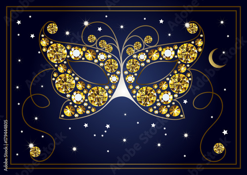 Graphic illustration of the mask with diamonds 26