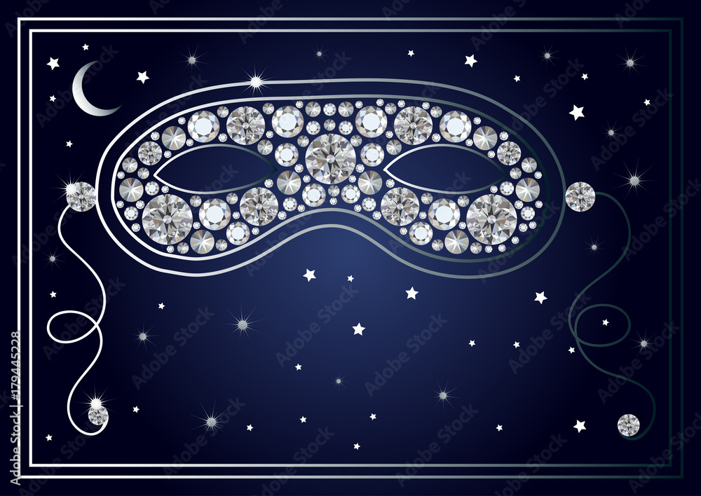 Graphic illustration of the mask with diamonds 40 Graphic illustration of the mask with diamonds 40
