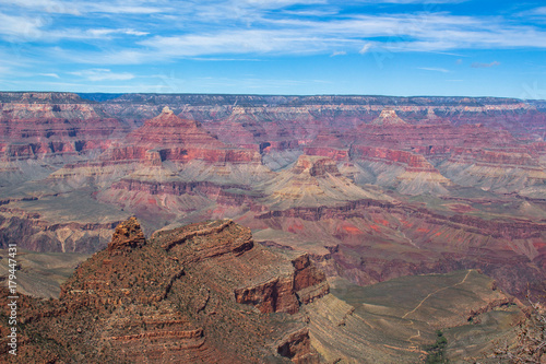 Grand Canyon South Rim in winter blue sky Arizona USA