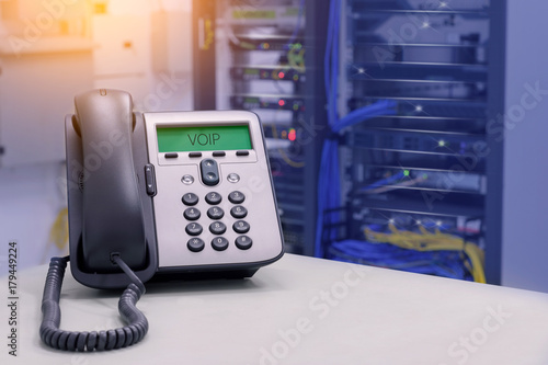 фотографія VOIP Phone (IP Phone) in data center room