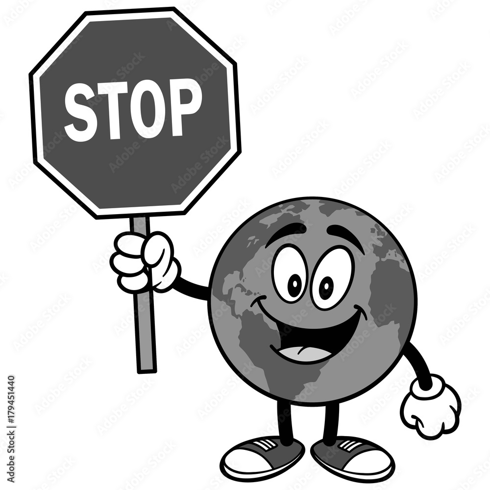 Earth with Stop Sign Illustration Earth with Stop Sign Illustration