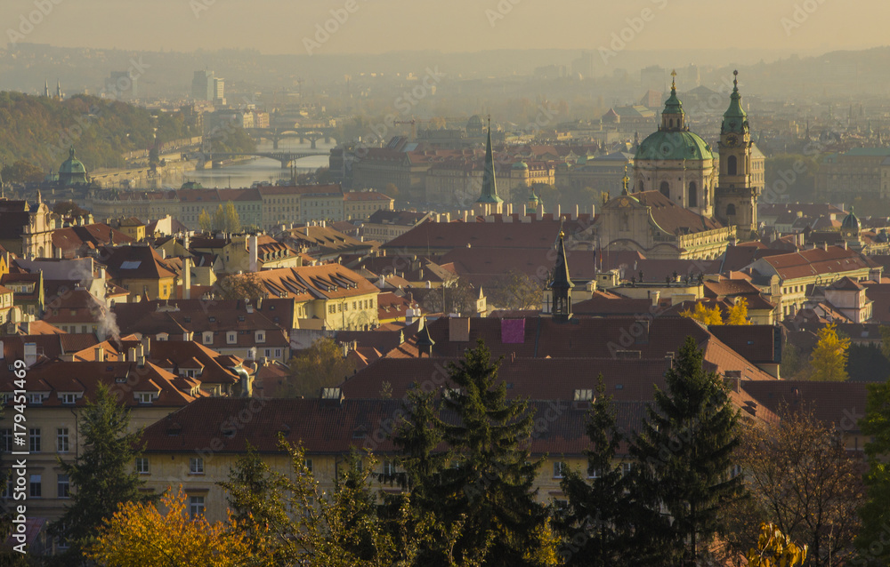 Autumn in Prague, Czech Republic. Historical center of the city. 