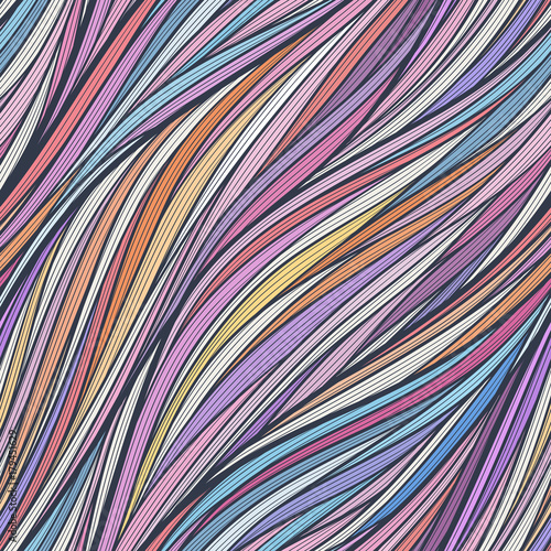 Abstract wavy lines seamless patterns set. Floral organic like vector illustration. Bright colorful seamlessly tiling background collection.
