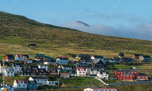 Sunset in Midvagur at the Faroe Islands photo