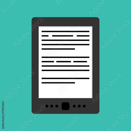 E-book or electronic book flat design vector icon, illustration.