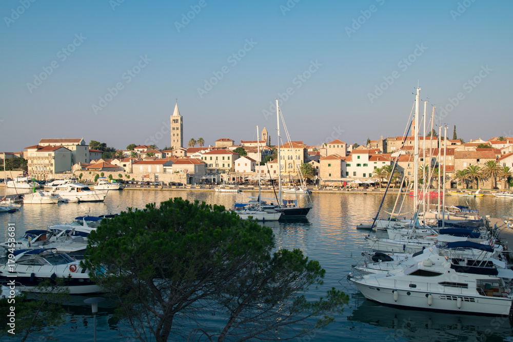 The town of Rab, Croatian tourist resort famous for its four bell towers.