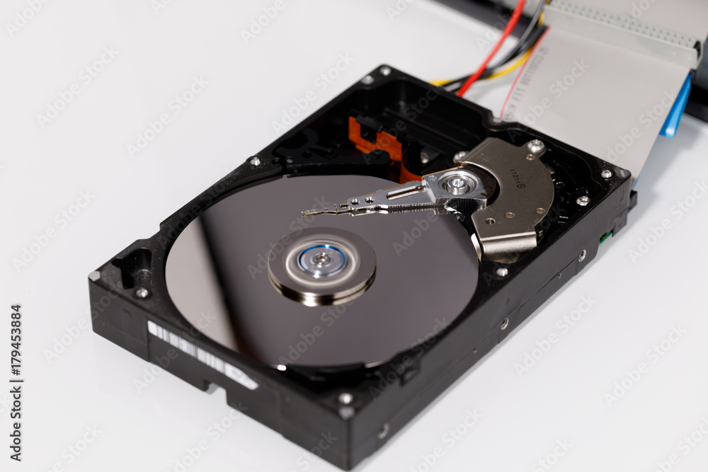 Harddrive disk, HDD, close-up, low focus Harddrive disk, HDD, close-up, low focus