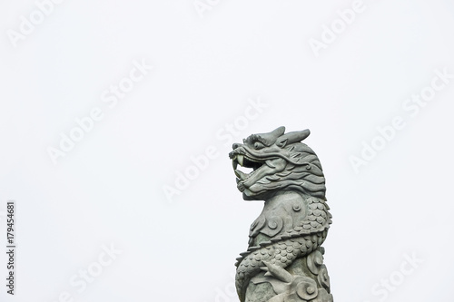 stone dragon statue in chinese temple 