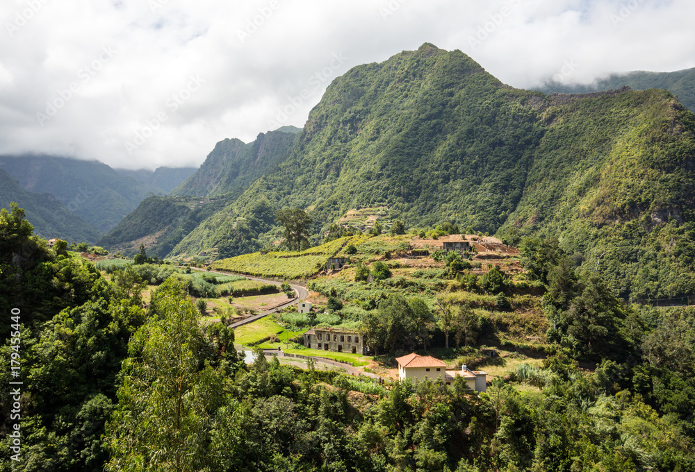 Village and Terrace cultivation in the surroundings of Sao Vicente. North coast of Madeira Island, Portugal Village and Terrace cultivation in the surroundings of Sao Vicente. North coast of Madeira Island, Portugal