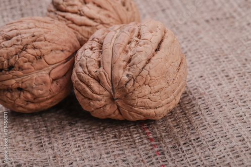big walnuts on burlap