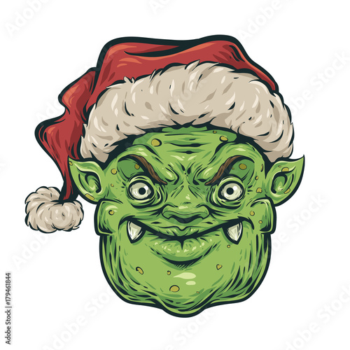Christmas angry goblin head