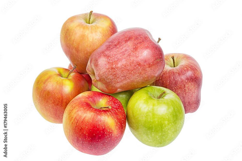 Red and green apples close up isolated on white Red and green apples close up isolated on white
