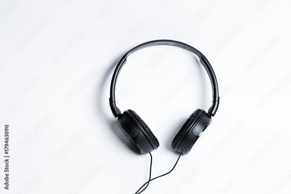 headphones black on a white background headphones black on a white background