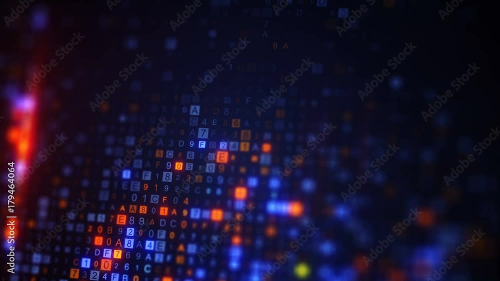 Scanning digital code on computer screen. Computer generated seamless loop animation rendered with DOF 4k UHD (3840x2160)
Scanning digital code on computer screen. Computer generated seamless loop animation rendered with DOF 4k UHD (3840x2160)