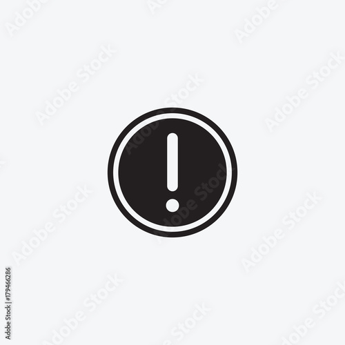 Icon graphic drawing carefully danger, Warning, exclamation mark. Black and white pictogram for web design. Vector flat illustrations, logo