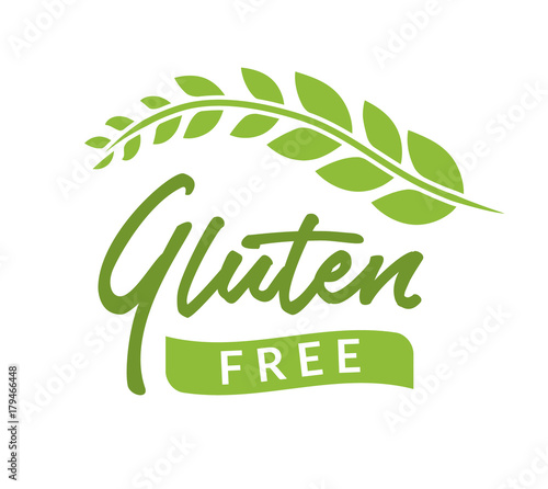 Gluten free isolated drawn sign icon. Healthy lettering symbol of gluten free phrase