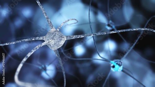 neuron close-up, nerve node, neural network close-up, banner
 photo