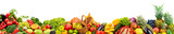 Panoramic collection fruits and vegetables for skinali isolated on white