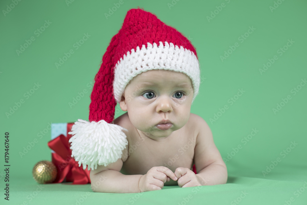 Little cute baby girl with santa hat Little cute baby girl with santa hat