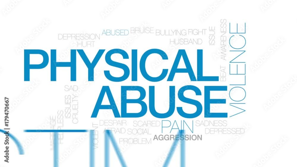 Physical abuse animated word cloud, text design animation. Kinetic typography. Physical abuse animated word cloud, text design animation. Kinetic typography.