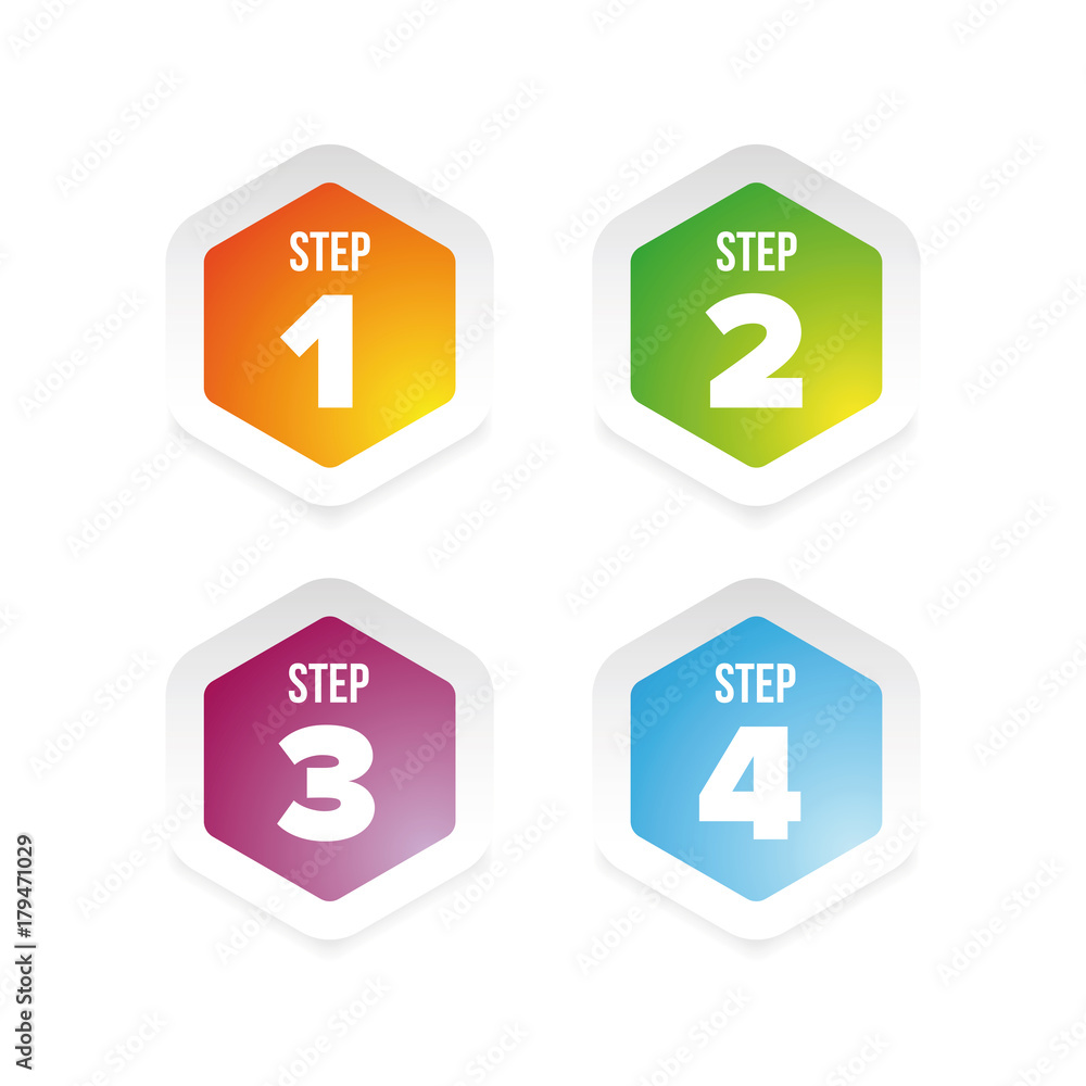 One two three four - badges with numbers Vector Image