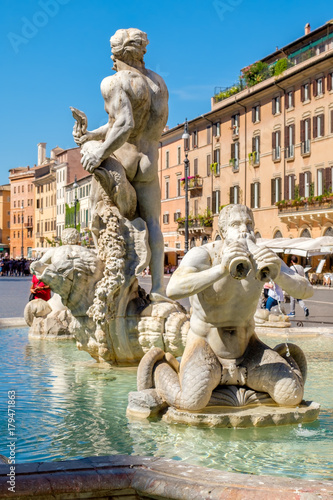 La Fontana del Moro or Moor Fountain at Piazza Navona in Rome photo