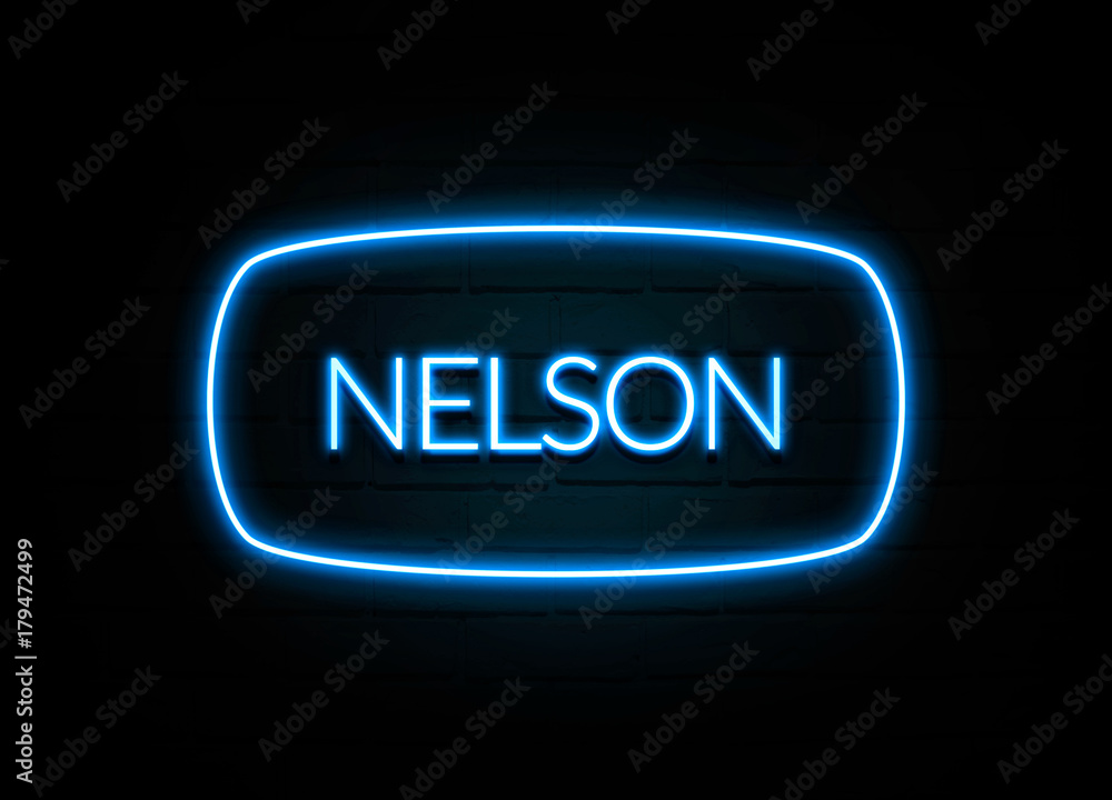 Nelson - colorful Neon Sign on brickwall Nelson - colorful Neon Sign on brickwall