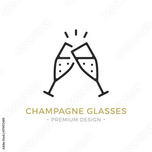 Fototapeta Vector champagne glasses icon