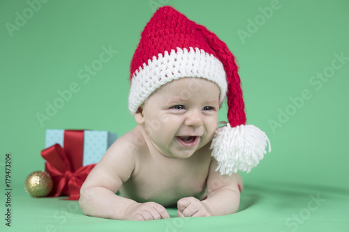 Baby in christmas hat