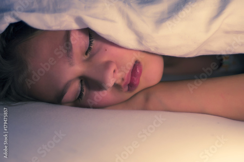 Принти на полотні Sleeping Beauty, peeping out from under the blanket
