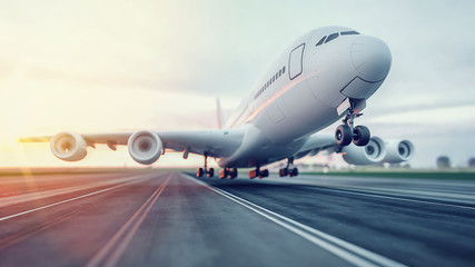 Keuken achterwand Vliegtuig Opstijgend vliegtuig verlaat luchthaven  © DigitalPenTH
