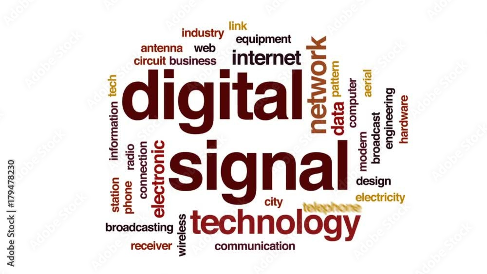 Digital signal animated word cloud, text design animation. Digital signal animated word cloud, text design animation.