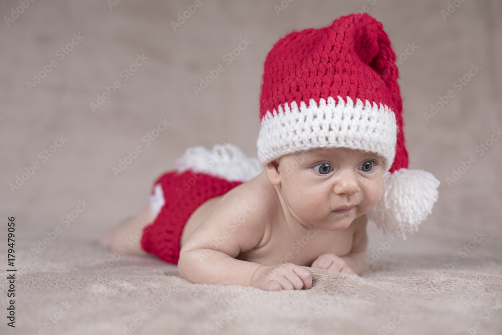 Little cute baby girl with santa hat Little cute baby girl with santa hat