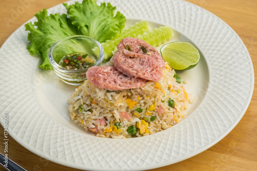 Fried rice with fermented pork and vegetable, Thai food style