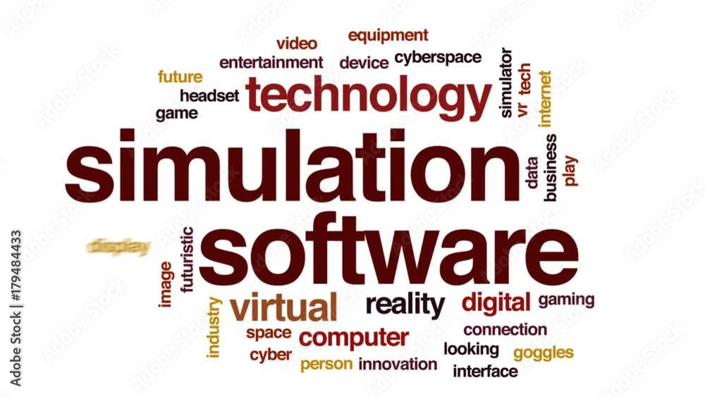 Simulation software animated word cloud, text design animation. Simulation software animated word cloud, text design animation.