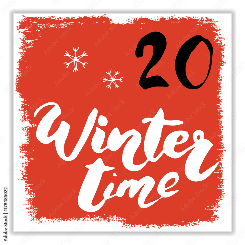 Christmas advent calendar. Hand drawn elements and numbers. Winter holidays calendar card design, Vector illustration