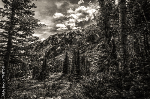 Black and White Rocky Mountain Lanscape