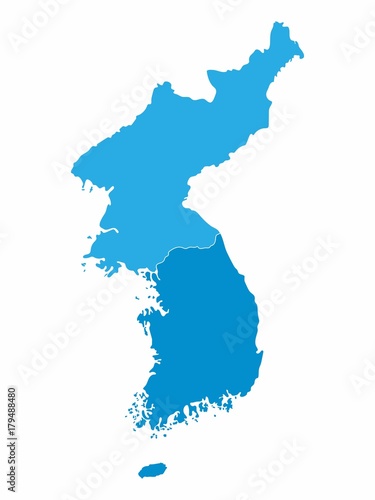 Canvas Print North and South Korea map on blue background, Vector Illustration