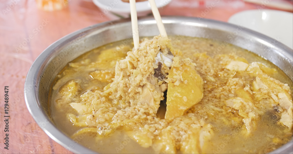 Having garlic chicken together Having garlic chicken together
