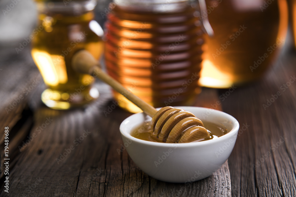 Jar of liquid honey Jar of liquid honey